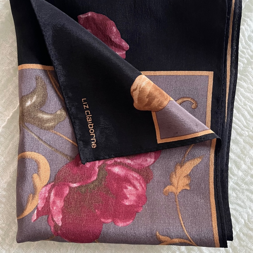Vintage Liz Claiborne Silk Scarf Made in Japan Earth Tones 723